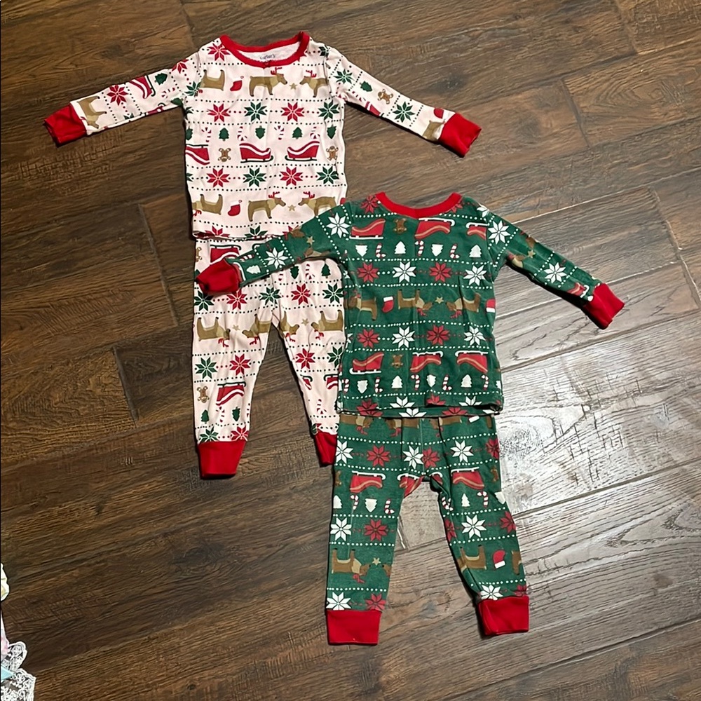 Carter's Red and Green Pajama Sets Festive Holiday Comfort